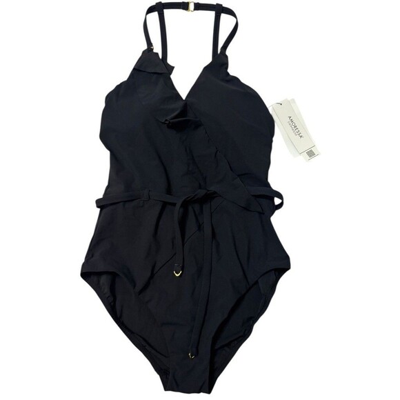 Amoressa Women's Size 8 MEDIUM Beau One Piece Black Miracle Suimsuit - Picture 3 of 8